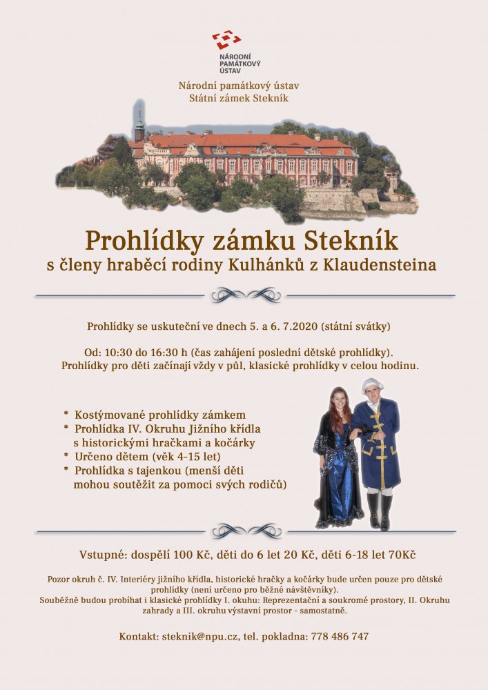 Kostýmované prohlídky na zámku Stekník (s hraběcí rodinou Kulhánků z Klaudensteina)