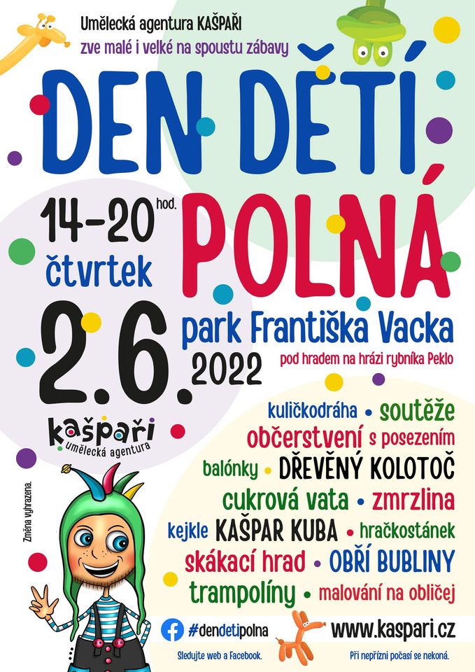 Den dětí Polná 2. 6. 2022 Park Františka Vacka