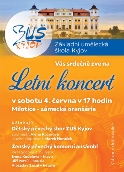Letní koncert ZUŠ Kyjov na zámku Milotice