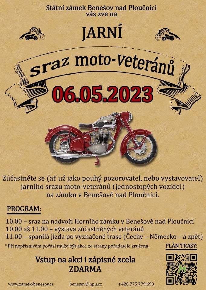 Jarní sraz moto-veteránů na zámku v Benešově nad Ploučnicí
